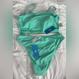 Cupshe Women's Small Coral Glow Aqua Bikini Set